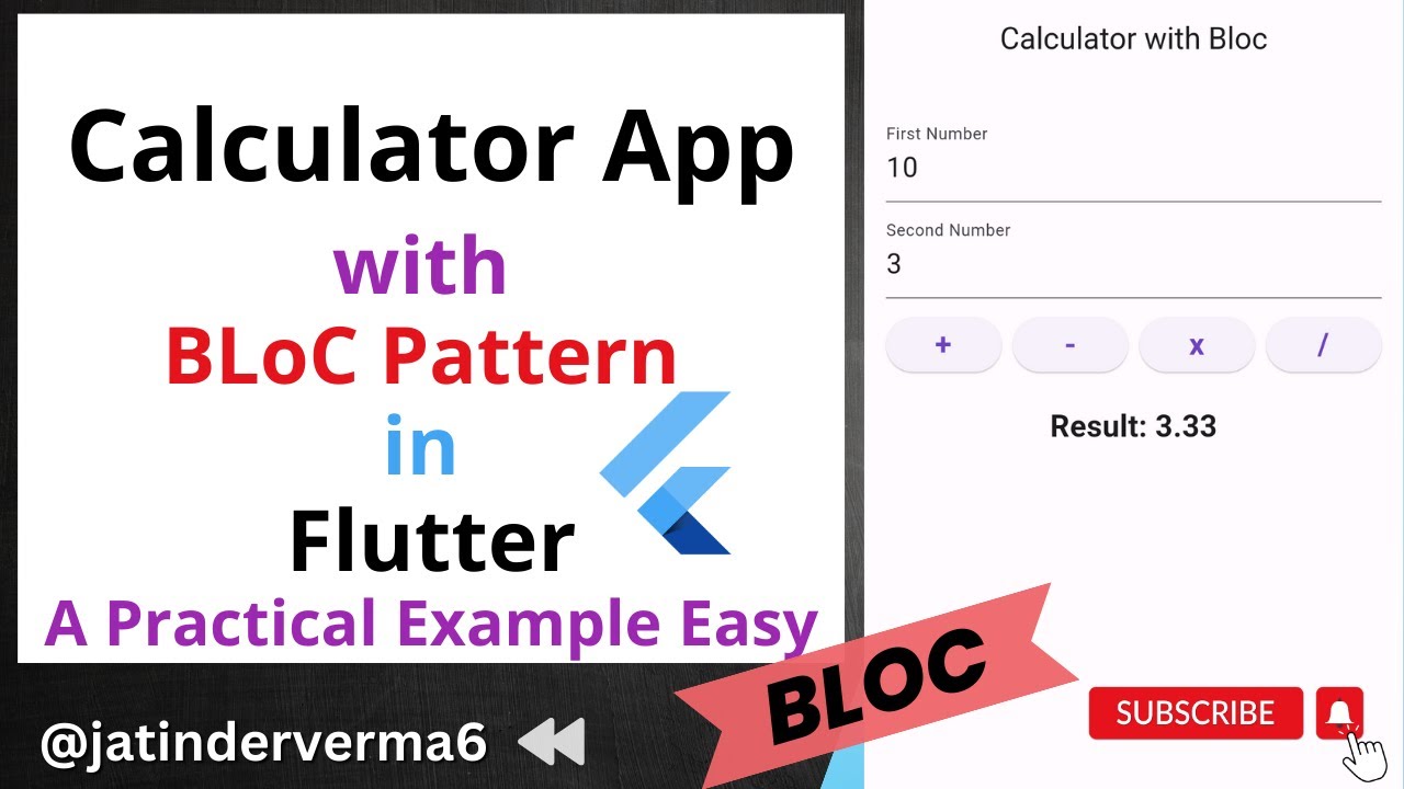 Calculator App using Bloc in flutter Practical Example Easy