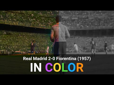 Vintage Spectacle: 1957 European Cup Final in Striking Color! Real Madrid vs Fiorentina ⚽🔥
