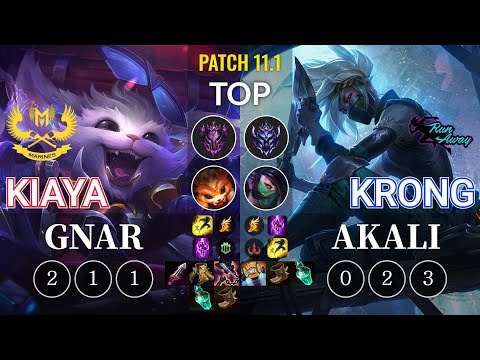 GAM Kiaya Gnar vs RNW KronG Akali Top - KR Patch 11.1