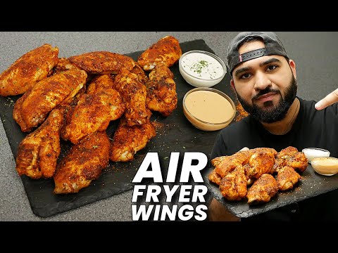 Air Fryer Chicken Wings with Smoky Tangy Barbecue Mayo Sauce