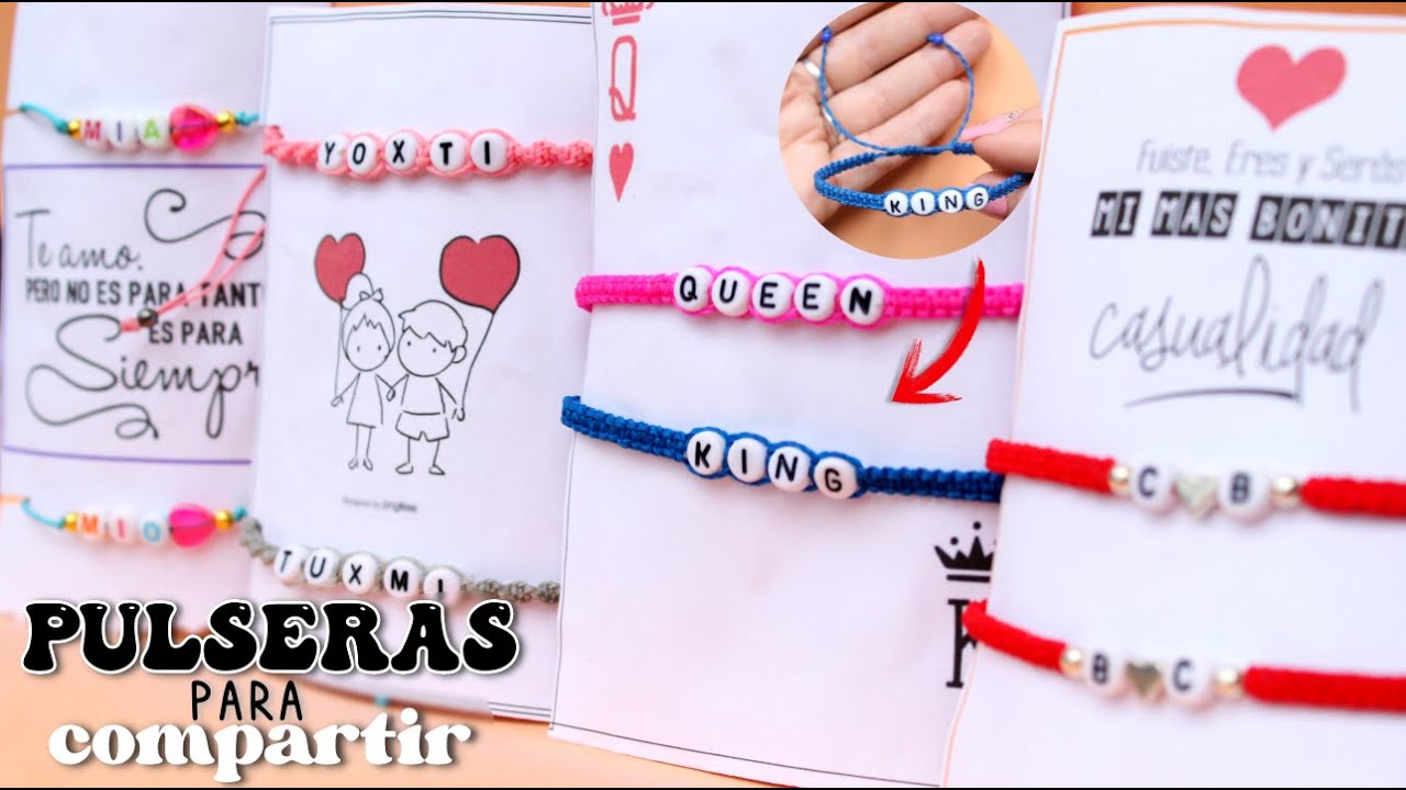 PULSERAS PARA PAREJAS❤️como hacer PULSERAS para COMPARTIR con letras 🥰paso a paso ❤️