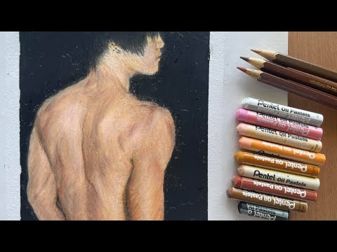 Oil Pastel - Skin Color Figure Drawing | Time lapse Draw & Paint Portrait วาดรูป สีชอล์ค