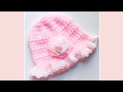Crochet baby hat 6-9M Crochet sun hat for girls - EASY - Crochet for Baby
