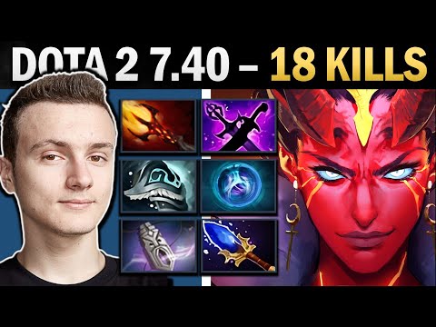 Queen of Pain Pro Mid with Dagon and 18 Kills - Dota 2 Gameplay
