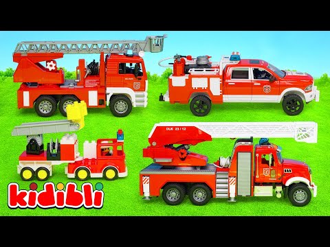 شاحنة إطفاء ألعاب في مهمة إنقاذ 🚒 رجال الإطفاء ينقذون الموقف في محطة الإطفاء ألعاب للأطفال | Kidibli