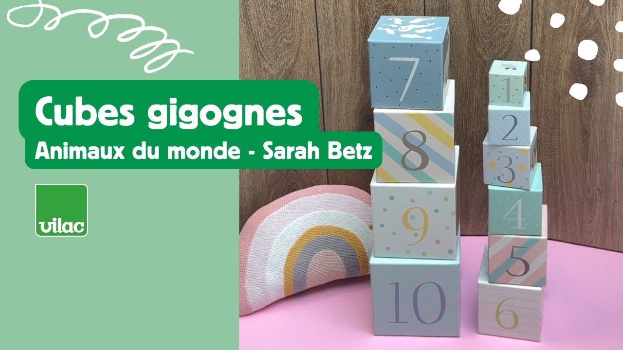 Vilac Skládací věž z kostek zvířata světa s čísly 1-10