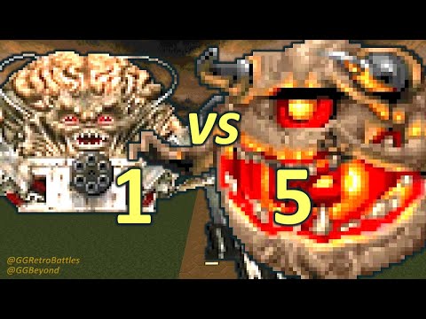 Spider Mastermind vs 5 Pain Elementals - Monster Infighting - Doom II Retro Battles