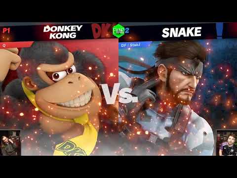 EVAC 23/8/19 - SSBU - Q (Donkey Kong) vs DF | StabbyJ (Snake) - Losers Semis