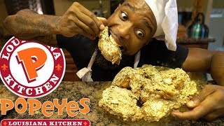 24K Gold Popeyes Fried Chicken! Cooking Southern Style | DIY Copycat Recipe