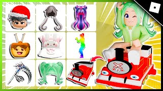 COMO PEGAR 30 ITENS GRÁTIS NO ROBLOX - CABELOS E ACESSÓRIOS DE NATAL E +