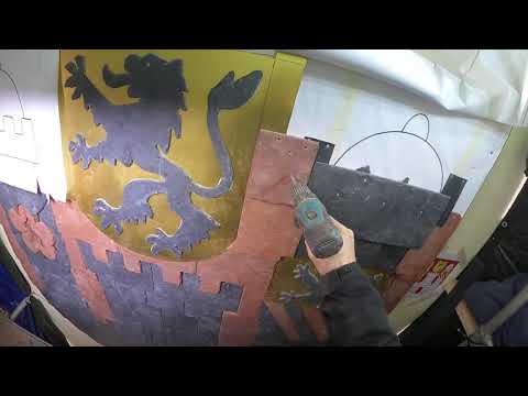 Das Colditzer Stadtwappen - Schieferornament - Teil 16