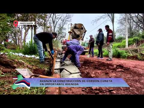 CAMPO RAMÓN: AVANZA LA CONSTRUCCIÓN DE CORDÓN - CUNETA EN IMPORTANTE AVENIDA