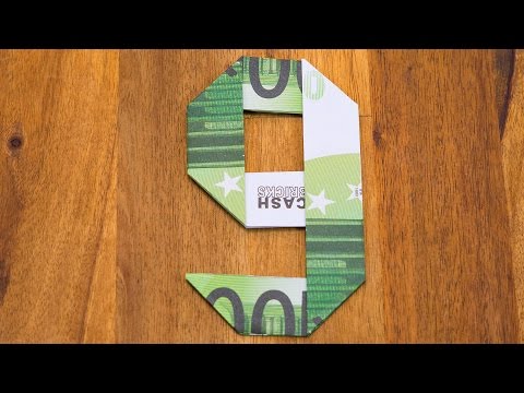 Zahl 9 falten mit Euroscheinen, Geldgeschenke Origami #9/10