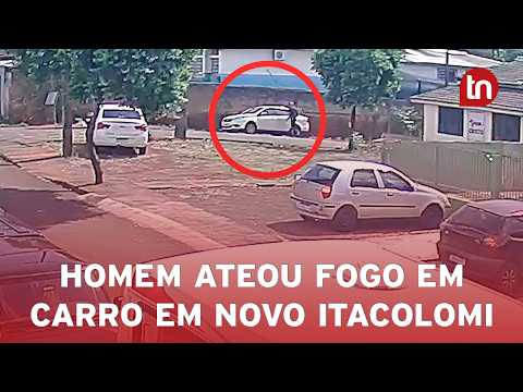 Homem ateia fogo em carro de pedagoga em frente a colégio em Novo Itacolomi (PR)