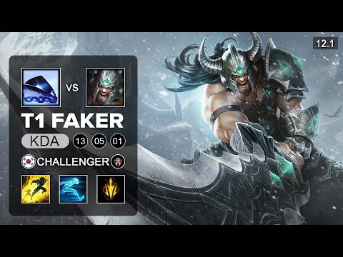 T1 Faker Tryndamere Mid vs Xerath - KR Challenger - Season 12 Patch 12.1