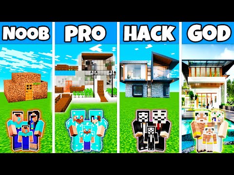 Noobas - Minecraft - Minecraft Battle : DREAM New House Build Challenge - Noob Vs Pro Vs Hacker Vs God