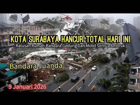 KOTA SURABAYA HANCUR TOTAL || BADAI TORNADO 175KM PERJAM DI SURABAYA HARI INI - 9 JANUARI 2026