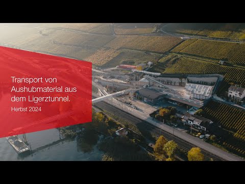 Transport von Aushubmaterial aus dem Ligerztunnel (Herbst 2024).