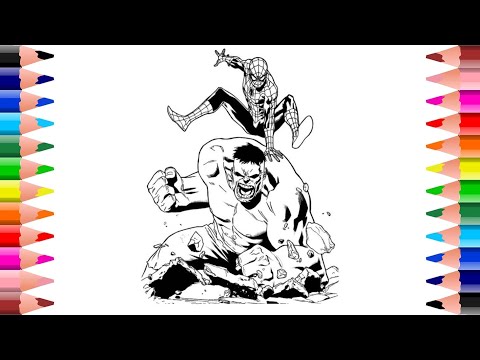 Hulk coloring pages–Hulk Spider man coloring pages for kids - Superheroes coloring