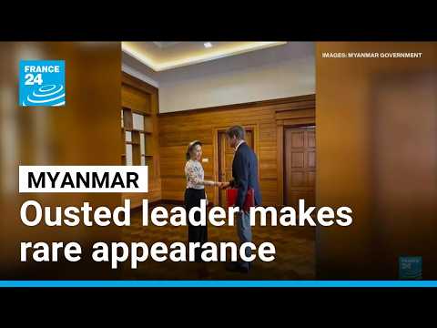 Myanmar: Ousted leader Suu Kyi makes rare appearance with Red Cross representative