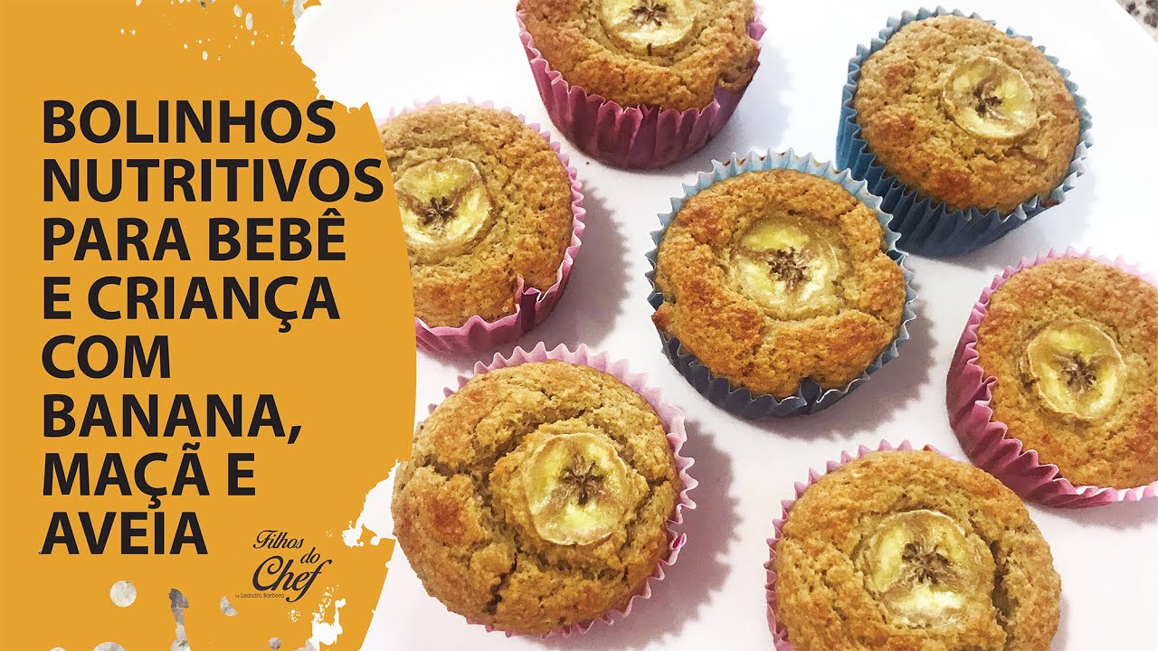 BOLINHOS NUTRITIVOS PARA BEBÊ E CRIANÇA COM BANANA, MAÇÃ E AVEIA | FÁCIL | GOSTOSO | DELICIOSO