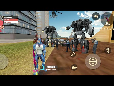 Rope Hero: Vice Town (Rope Hero Fight  Huge Police Car Robot)Helicopter Fire Rope Hero - Gameplay HD