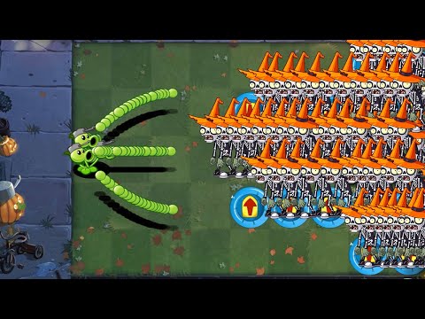 PvZ 2 Hard Challenge - 100 PlantLevel 1 Vs 100 Halloween Conehead Zombie