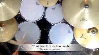 Video thumbnail for 16" zildjian k dark thin crash; 995g by Vincent Ward