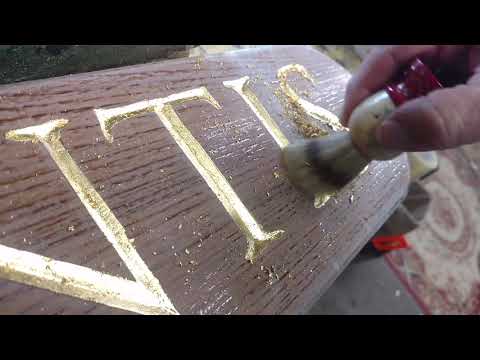 Tamping the gold leaf