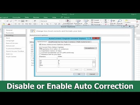 How to Disable or Enable Auto Correction in Microsoft Excel 2018