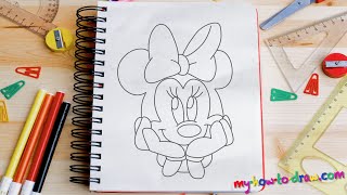 How to draw Minnie Mouse - Easy step-by-step drawing lessons for kids