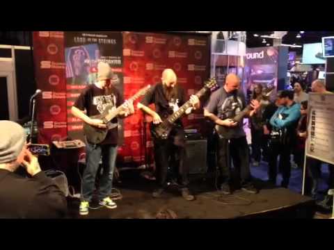 Keith Merrow with a Mayones Regius 7 Custom at Seymour Duncan Booth - Namm Show 2013