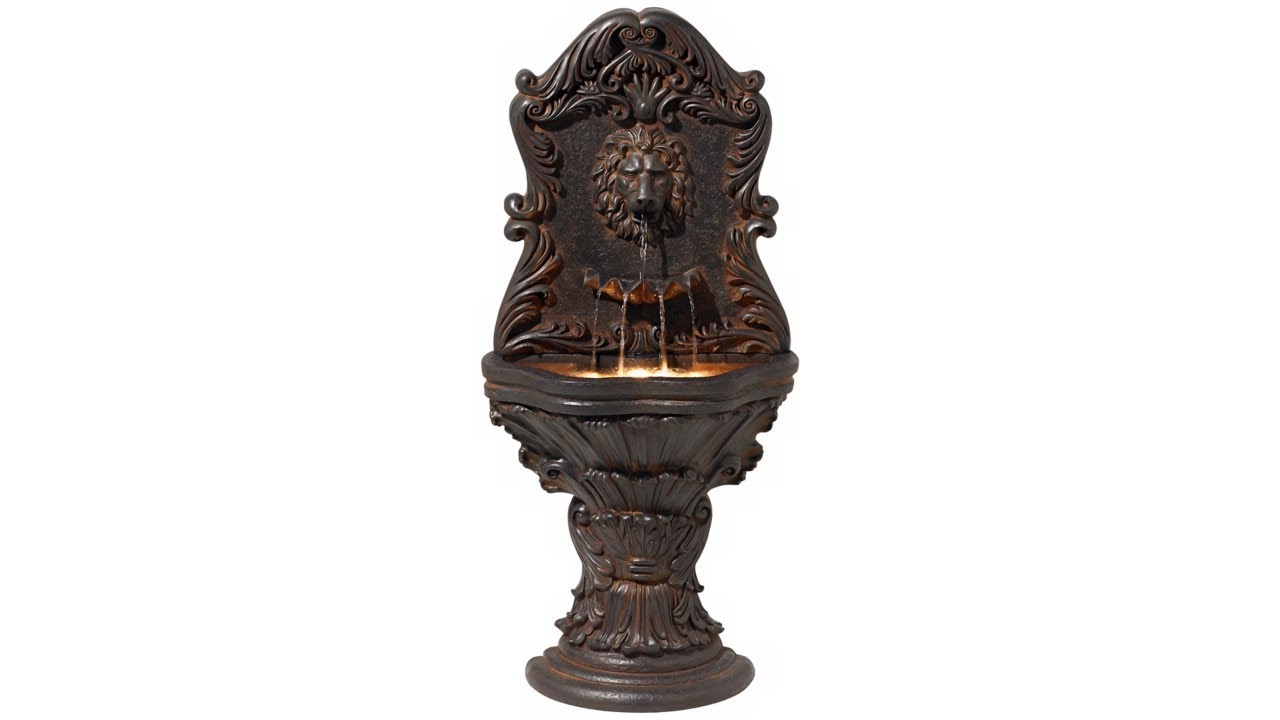 Imperial Lion Acanthus Fountain with Light