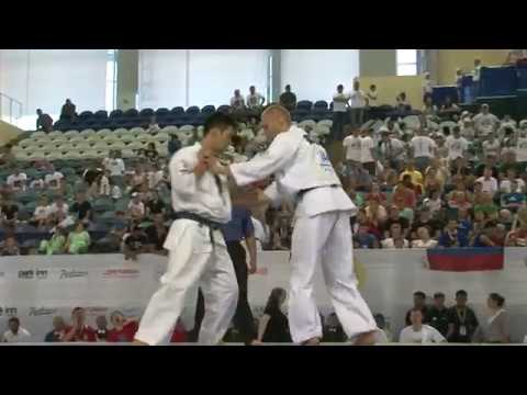 The 6th World Karate Championship in Weight Categories Valdemaras Gudauskas Lithuania Tomohito Yukaw