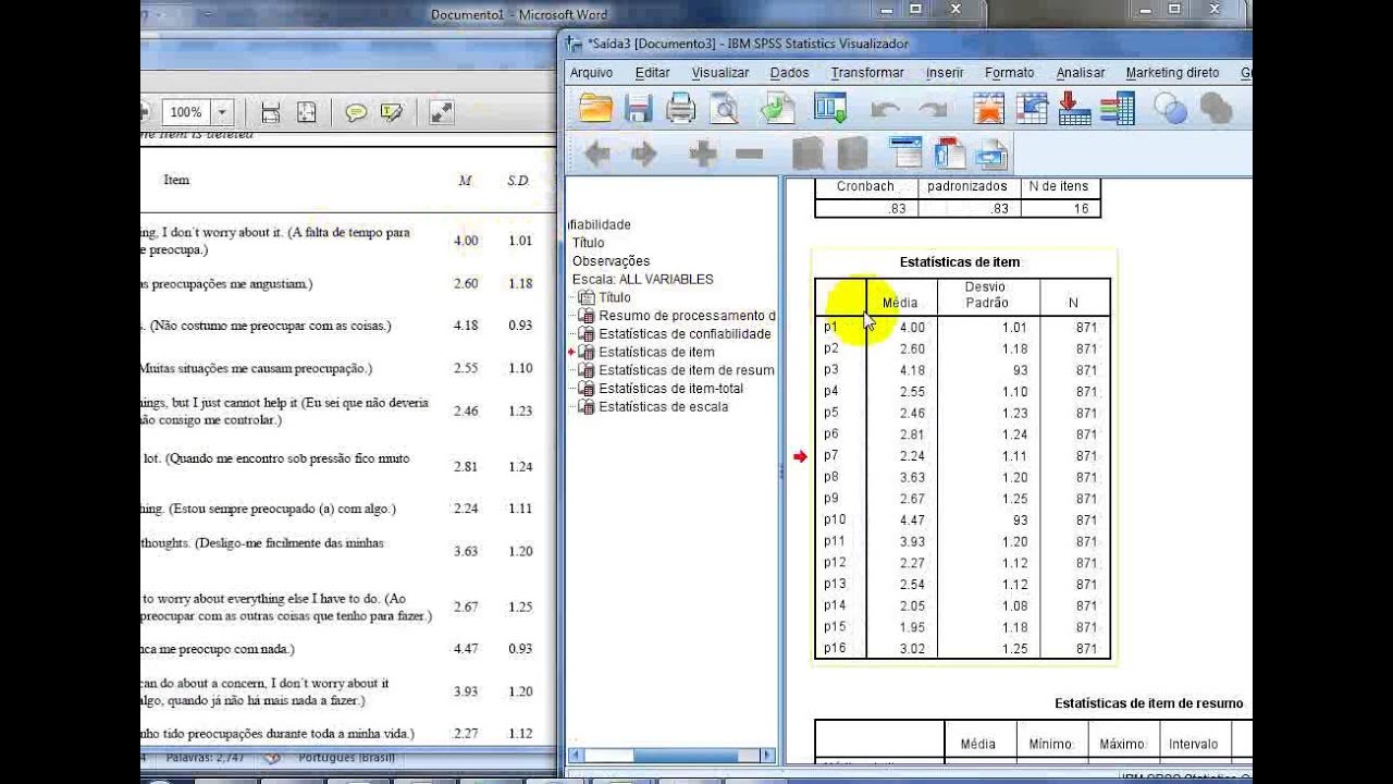 Aula - Alpha de Cronbach SPSS escala ansiedade