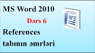 MS Word 2010 References tabı