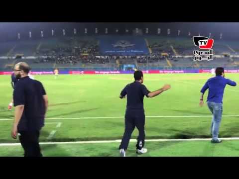 فرحة «الصقر» وجهاز بيراميدز عقب إحراز هدف التعادل أمام الجونة