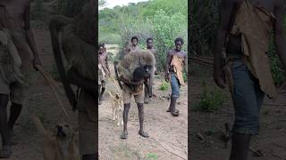 Hunting and cooking baboon monkey with hadzabe tribe #tradition #bushcraft