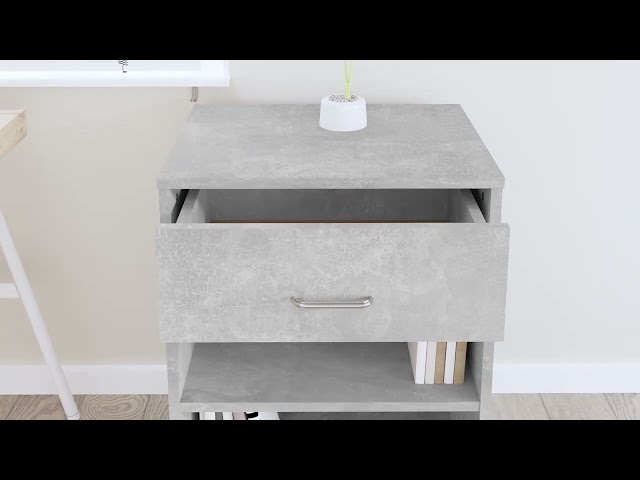 Video teaser for 808471 vidaXL Rolling Cabinet Concrete Grey 46x36x59 cm Engineered Wood