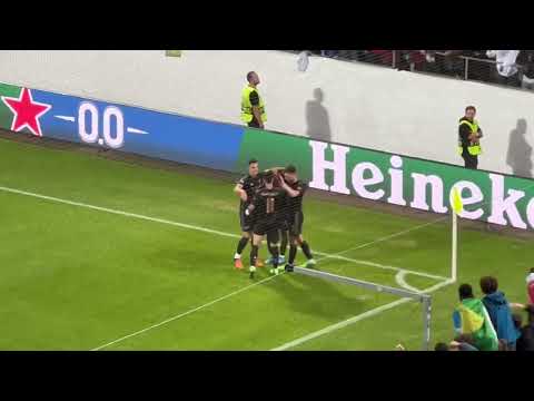 ARSENAL FANS CELEBRATE AS EDDIE NKETIAH SCORES THE WINNER V FC ZURICH 8/9/22