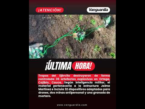 Ejército destruyó 35 explosivos en Cauca: 32 estaban adaptados para ser lanzados desde drones