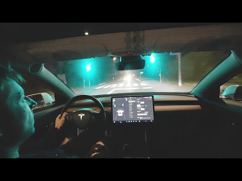 Tesla Model 3 Night Test Drive 2022 | 4K