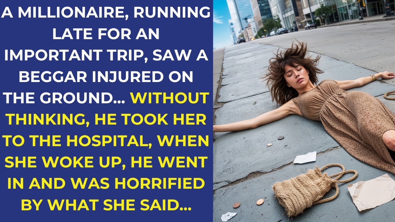 A MILLIONAIRE, RUNNING LATE FOR AN IMPORTANT TRIP, SAW A BEGGAR INJURED ON THE GROUND…