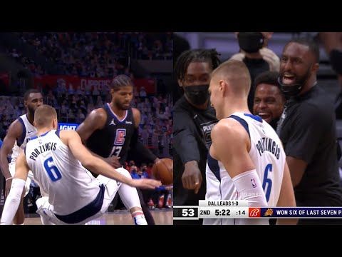 Paul George shocks Clippers bench after absolutely destroys Porzingis with a killer crossover 😮