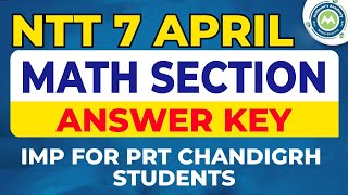 Chandigarh NTT Exam Maths Section Answer Key Imp for PRT Chandigrh