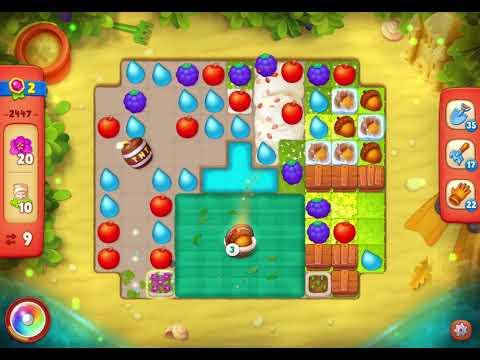 GardenScapes Level 2447 no boosters (17 moves)