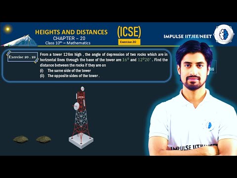 From a tower 126m high , the angle of depression of two rocks which are in horizontal lines through