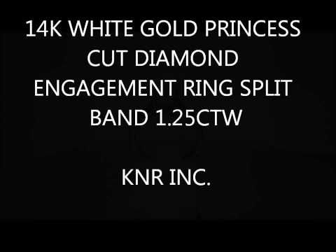 14K WHITE GOLD PRINCESS CUT DIAMOND ENGAGEMENT RING SPLIT BAND 1.25CTW - KNR INC - 317.1