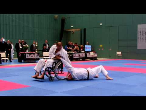 JKS European Karate Championship 2014 Wheelchair demo by Sensei Eric Bortels & Niki Vandereyt.