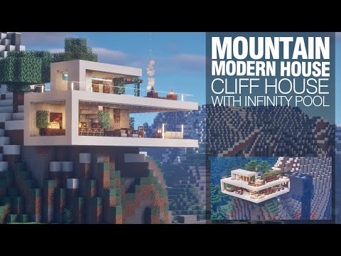 6tenstudio - Minecraft Tutorial : Cliff House : Modern Mountain House : Infinity Pool